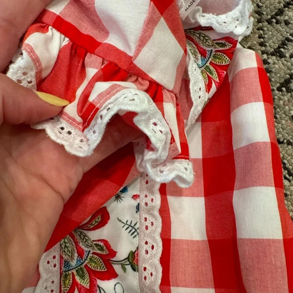 Simply Smocked Red Gingham and Floral Bubble Romper - Picture 7 of 7